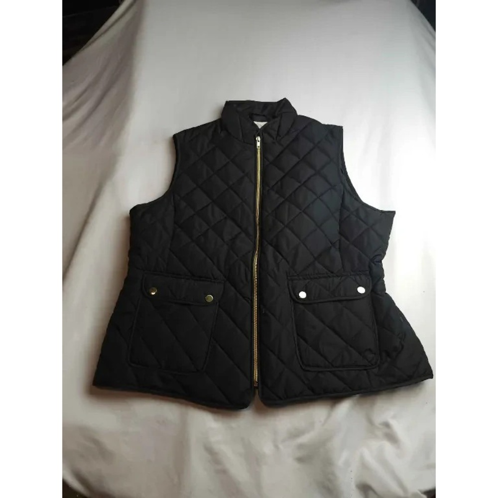 St John's Bay Quilted Vest Womens Size 2XL Black Full Zip Puffer Outerwear Lined
